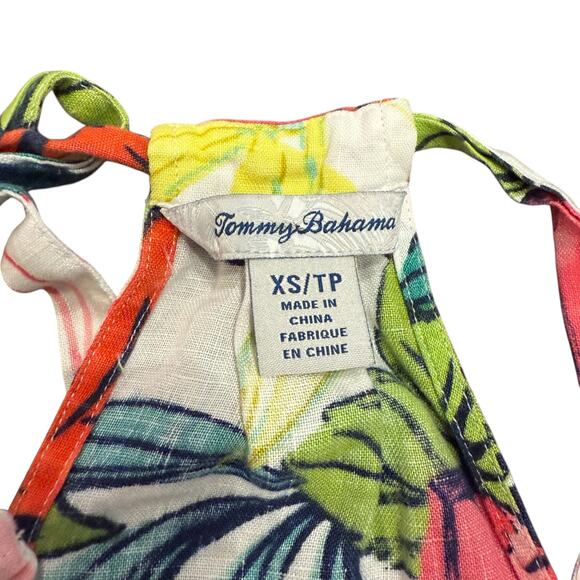 Tommy Bahama Linen White Tropical Print Halter Neck Top XS - Picture 4 of 5